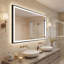 Miroir de salle de bain pour salle de bain, à DEL, antibuée, rétroéclairé, fixé au mur, cadre noir-126612527