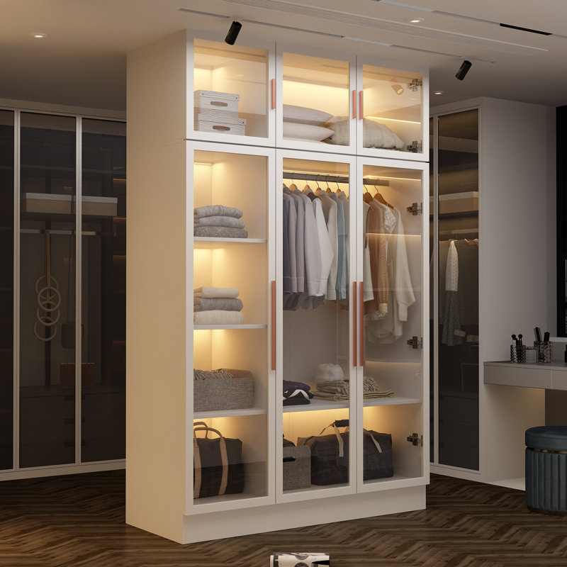 Armoire 6 portes avec armoire, Blanc