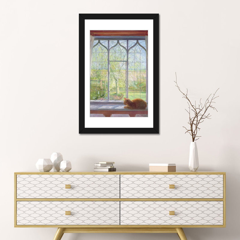 «Window», reproduction sur toile, H 24 po x l 16 po x P 1 po, Papier beaux-arts encadré noir, Blanc