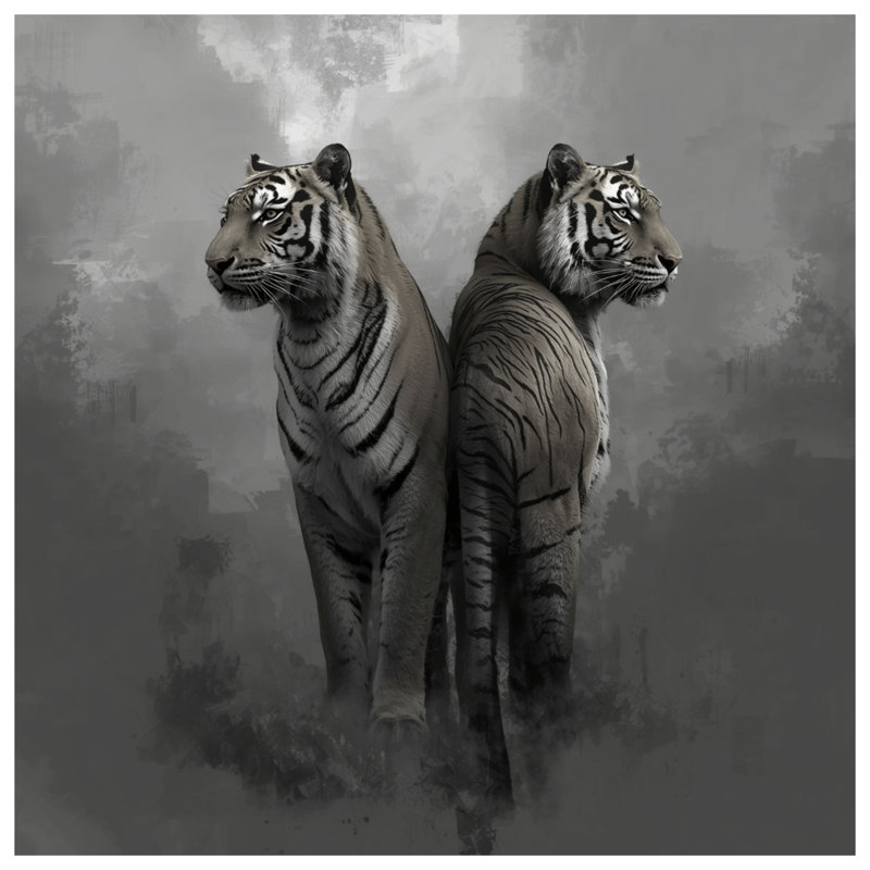 Deux housses de couette deux tigres blancs, Grand lit