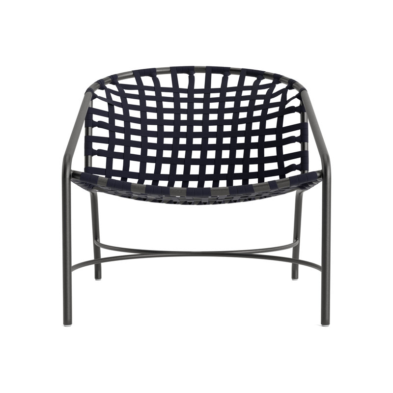 Kantan Outdoor Lounge Chair, Textured Pewter/Marine Suncloth Lace