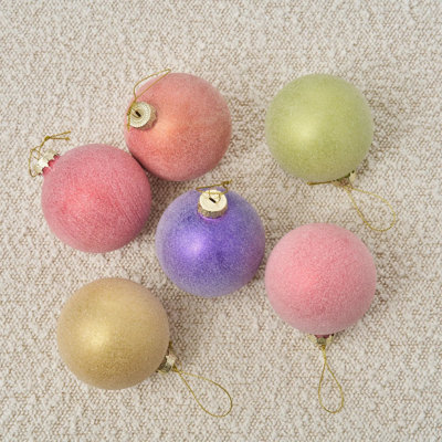 Sugar Frosted Solid Glass Ball Ornament Hanging Christmas Tree Decor- Set of 6