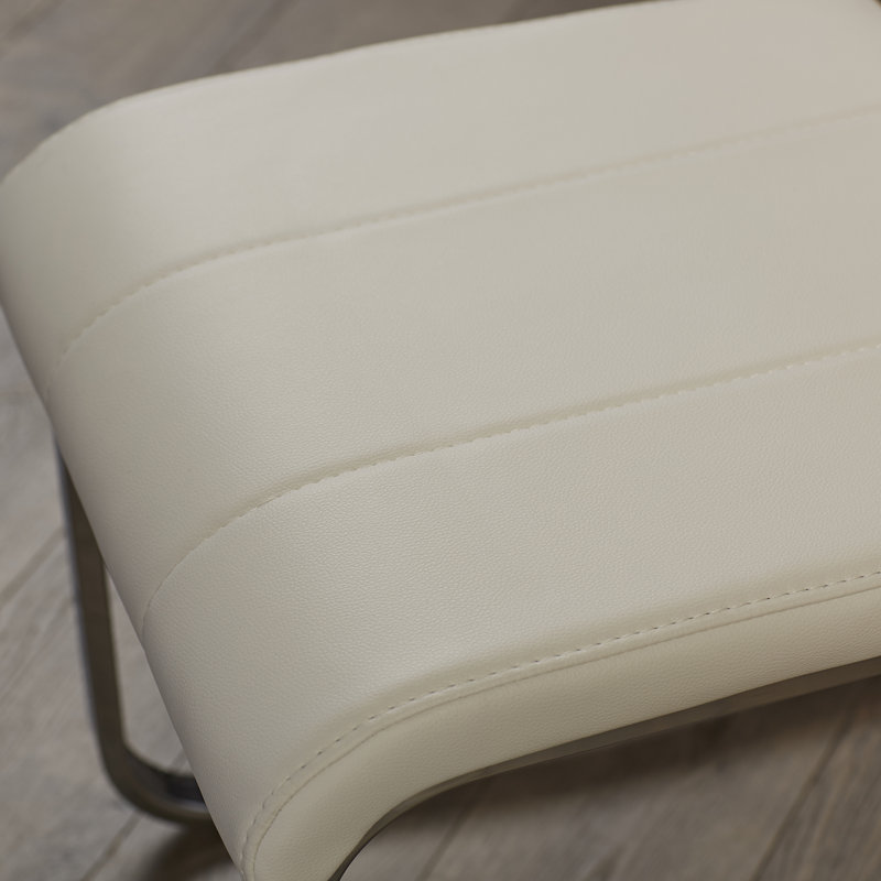 Angelisha Upholstered Dining Side Chair White, White, Chrome