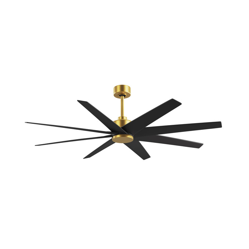 Ariella - Eight Blade Ceiling Fan - Brushed Brass Finish - Matte Black Blades, Matte Black, Brushed Brass