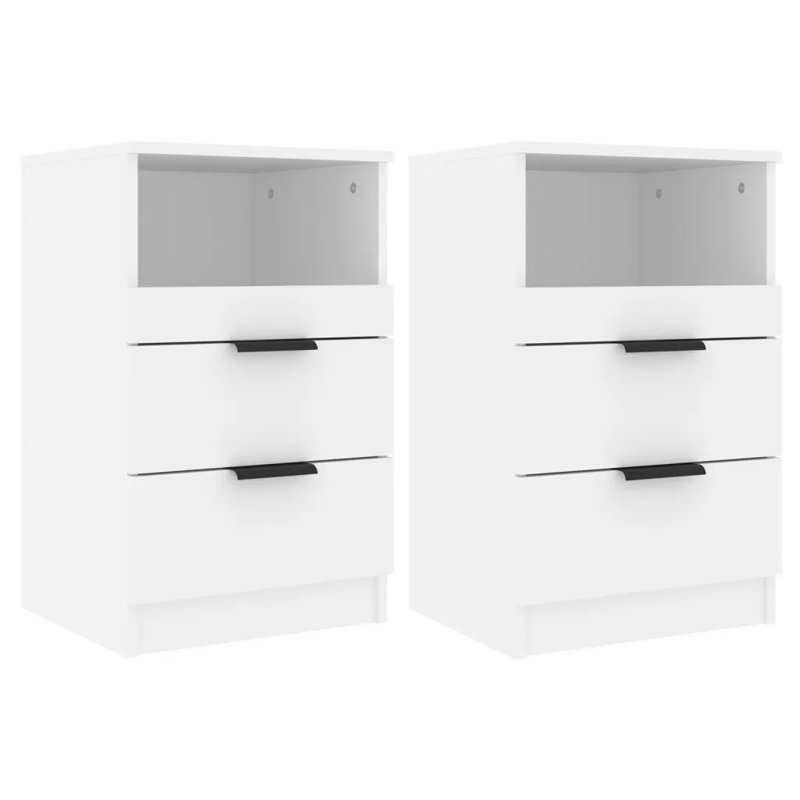 40cm W Manufactured Wood Bedside Table, High Gloss White, Set of 2