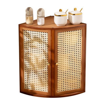 Countertop Bamboo Corner Stand Kitchen Seasoning Rack Cabinet Organizer Decor