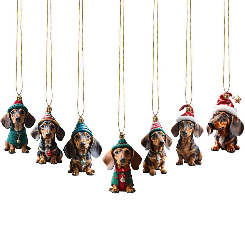 Ensemble d'ornement suspendu 7 pièces Mini Dachshund