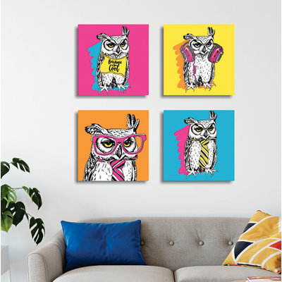 Stunning Decorative Canvas Painting Set (4 Pieces), 12 x 12 Inches Each | 60% Cotton / 40% Polyester with Sturdy Wooden Frame | Vibrant Digital Print Artwork for Living Room, Bedroom & Office Decor