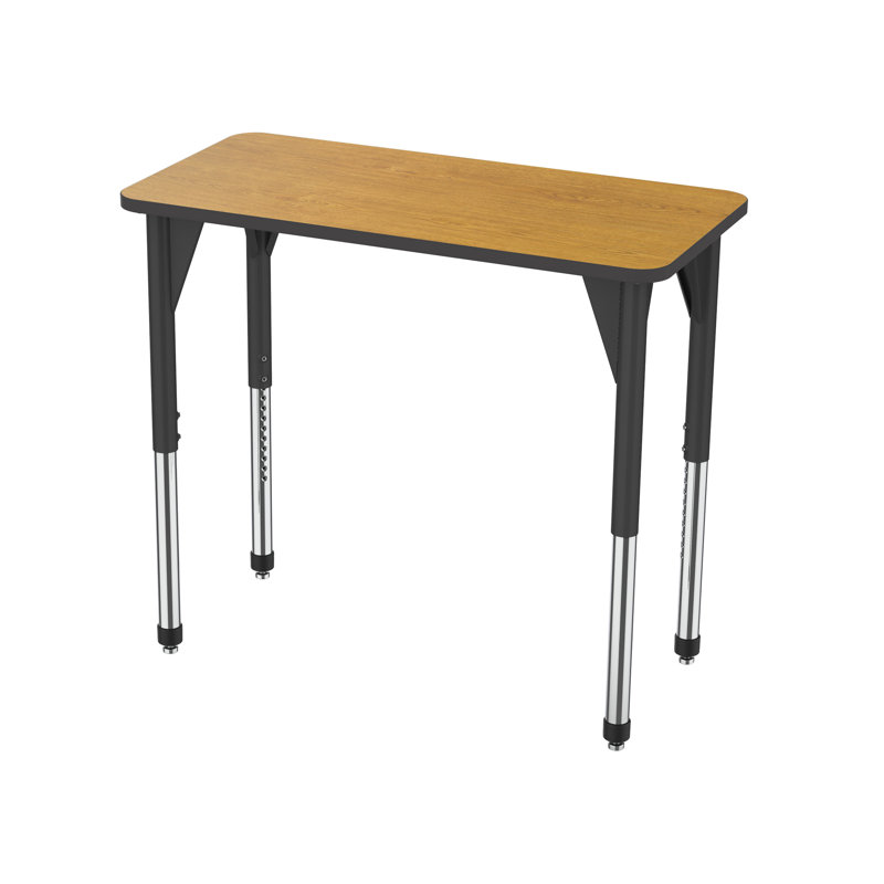 Table d'activité rectangulaire à hauteur réglable Premier Series, H 42 po x L 48 po x l 24 po, Noir, Chêne solaire