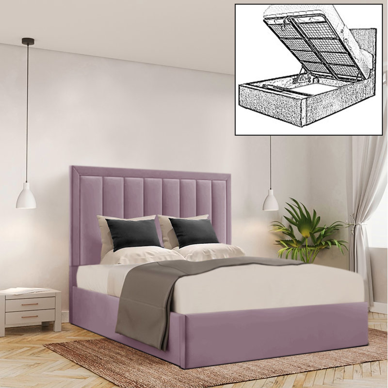 Brantlie Upholstered Ottoman Storage Bed, Lilac, Single (3')
