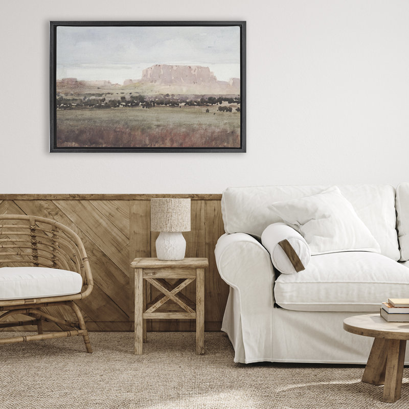 Cadre flottant Earthy Canyon Mesa, design par Corinne Haig, H 21 po x l 31 po, Cadre flottant noir de jais