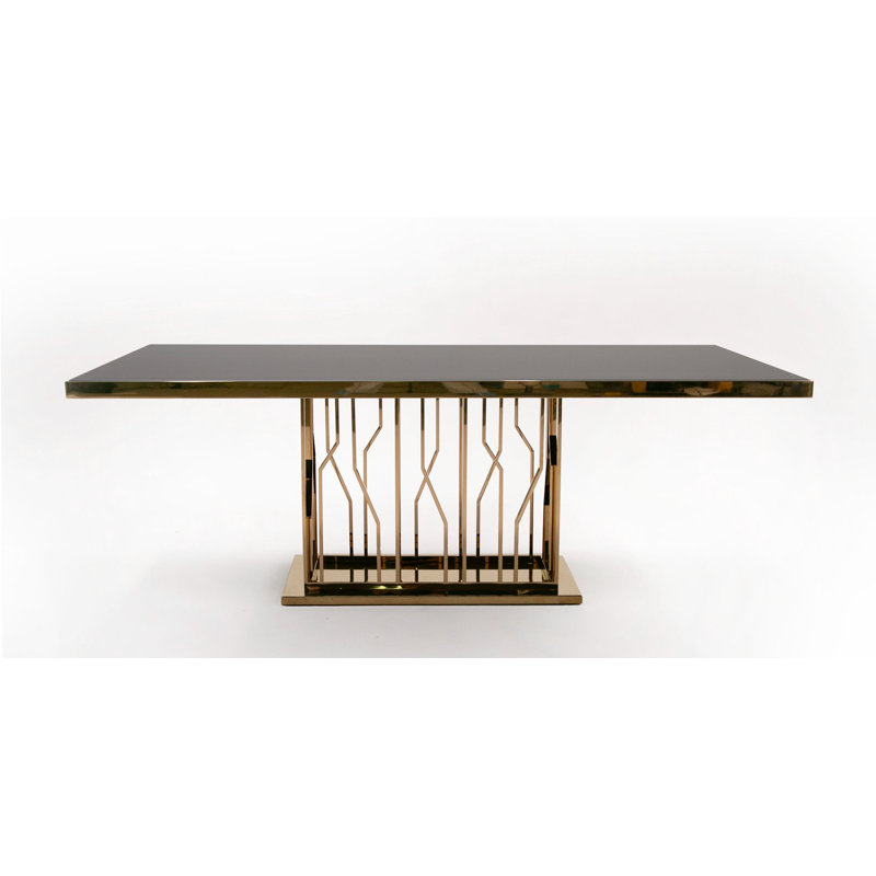 Altus Metal Base Dining Table, Black Glass