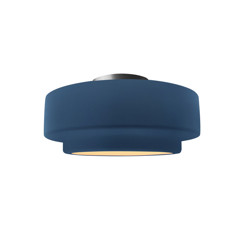 Dottie Ceramic LED Semi Flush Mount, Midnight Sky/Matte White, Brushed Nickel, 7" H x 12" W x 12" D