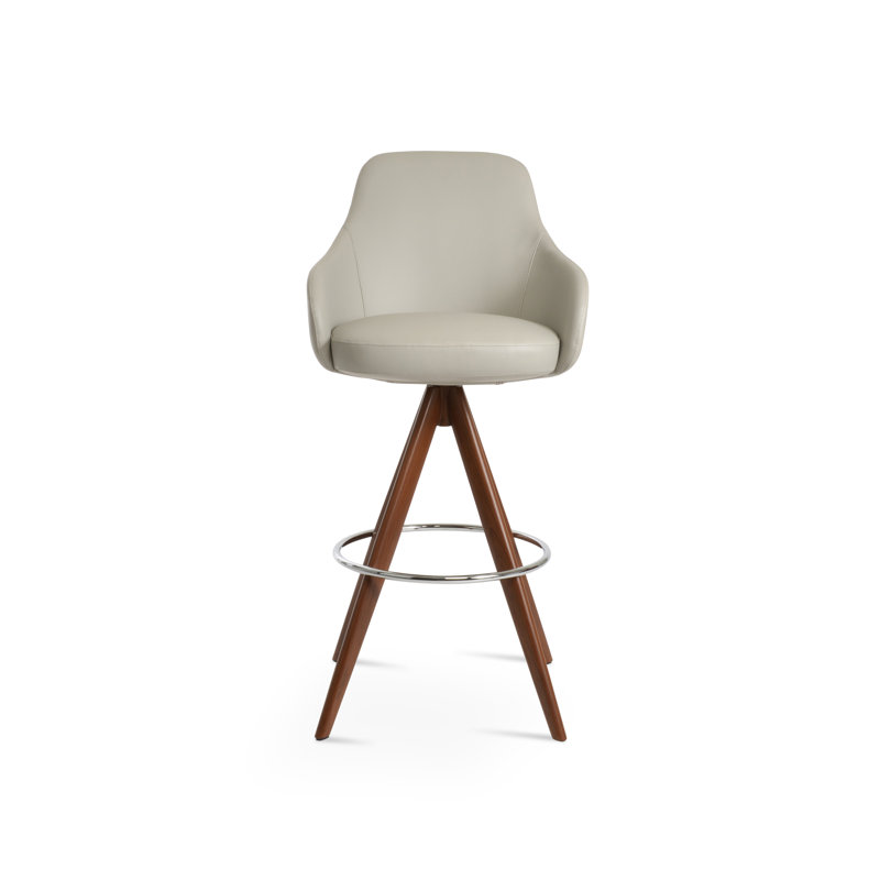 Tabouret Gazel, Brun foncé, Blanc/Crème, Tabouret de comptoir (siège d'une hauteur de 25,5