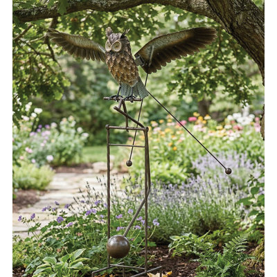 Iolanda Lustre Metal Animated Rocker Stake Balanced Garden Decorative Stake - Owl