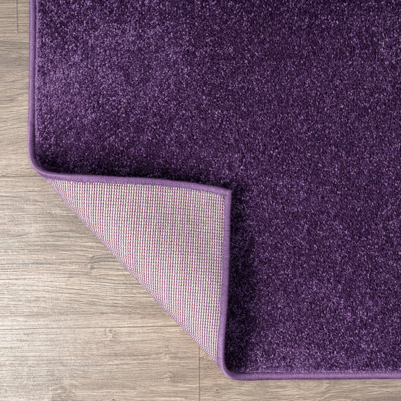 Athaniel Solid Low-Pile Purple Rug, Runner 2' x 12'