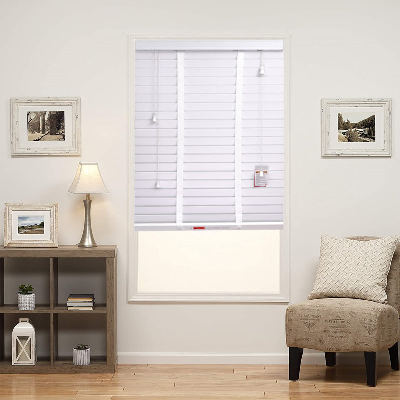 Fauxwood Tape Blind, White, 150 cm L x 105 cm W
