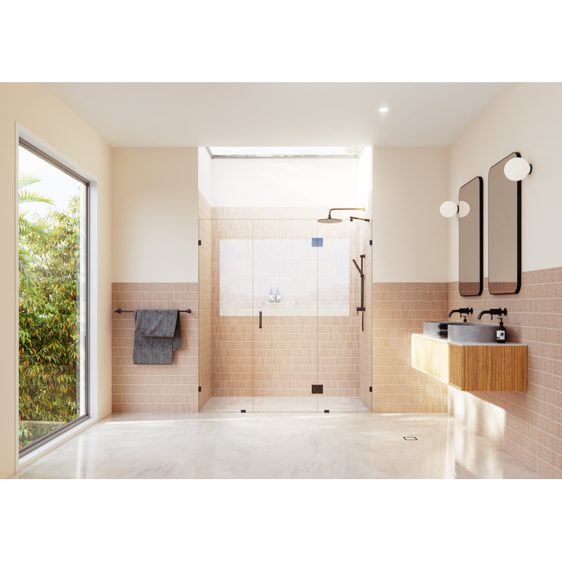 Stellar 69.5 in. W x 78 in. H Fully Frameless 3 Panel Inline Glass Hinged Shower Enclosure, Oil Rubbed Bronze