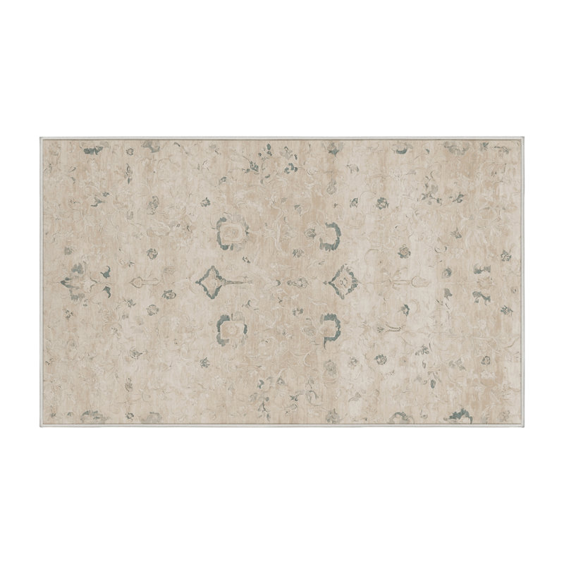 Tapis beige lavable à la machine GSIX03668, Rectangle 4 pi x 6 pi