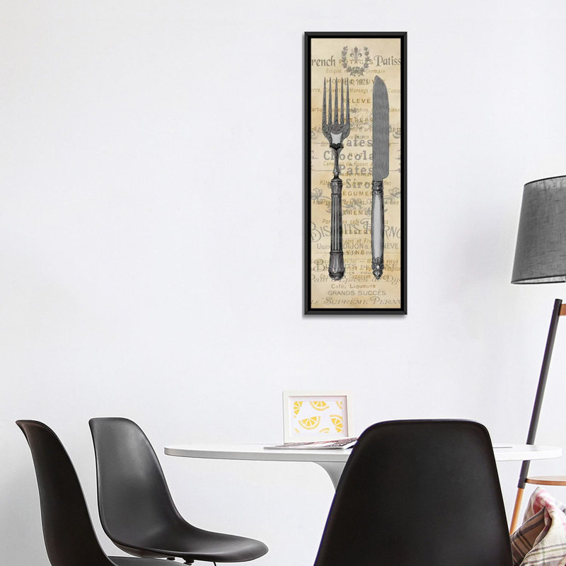 « cuisine ii », affiche rétro sur toile tendue, H 36 po x l 12 po x P 1,5 po, Toile avec cadre noir