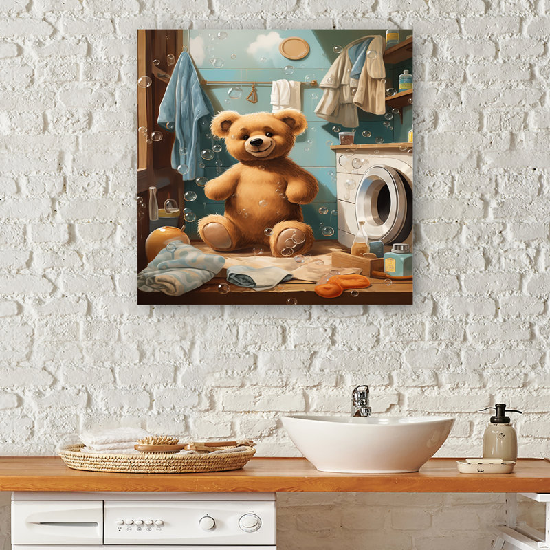 Ours, buanderie, bulles 4 - Art mural, H 20 po x l 12 po x P 1 po