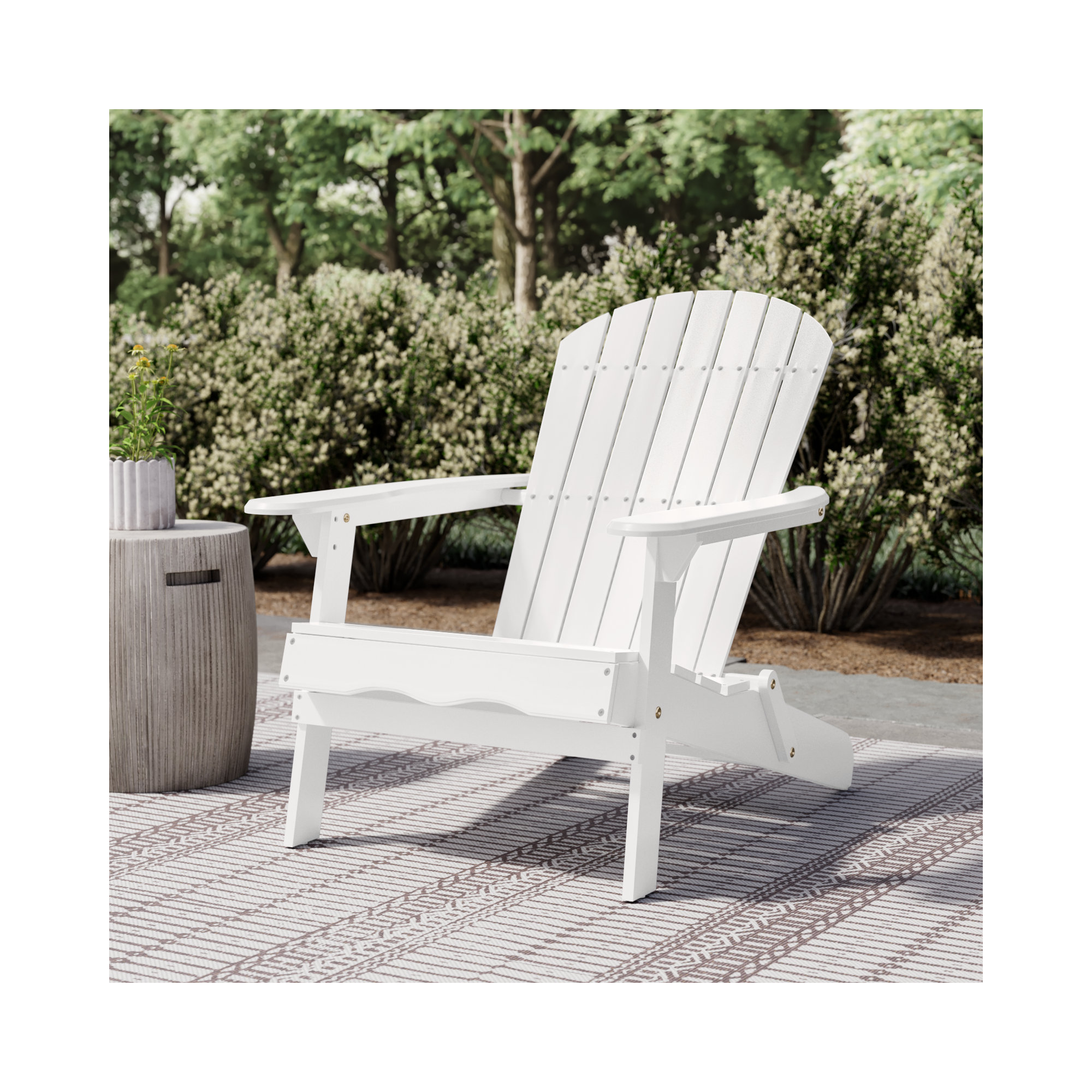 Woking Foldable Outdoor Adirondack Set, White