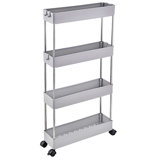 4-Tier Slim Storage Cart Mobile Shelving Unit Rolling Cart with Handle