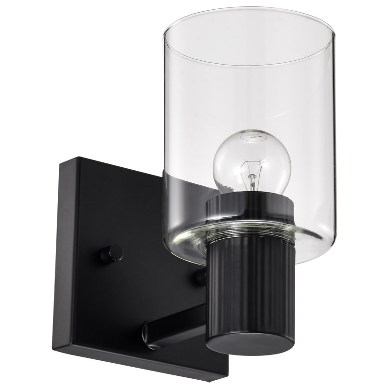 Meuble-lavabo 1 lumière Rosmunda - noir mat avec verre transparent