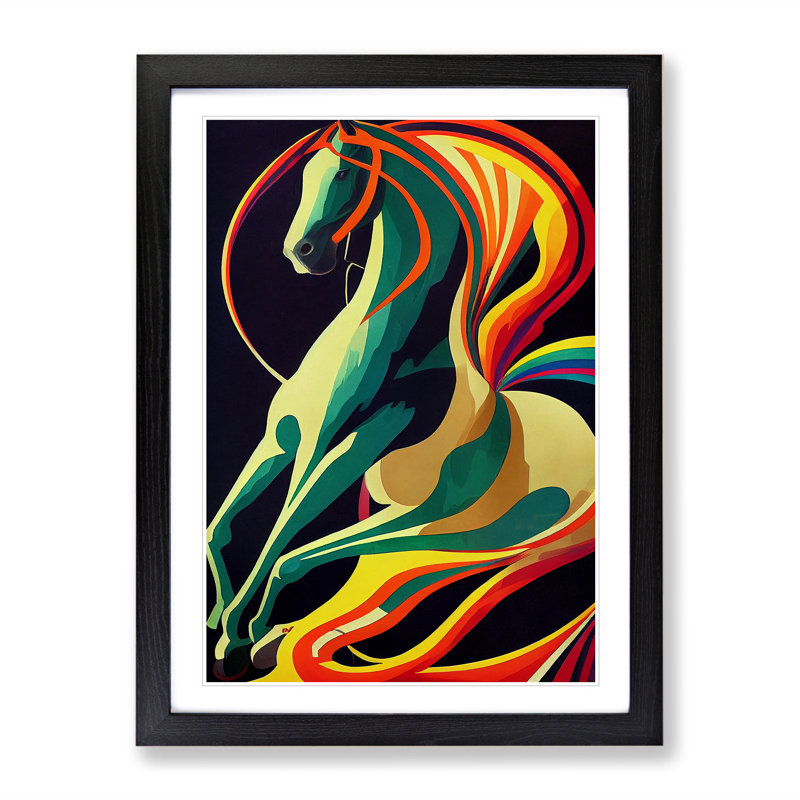 Abstract Horse No.3 - Wall Art, Black Frame, 64cm H x 46cm W x 2cm D