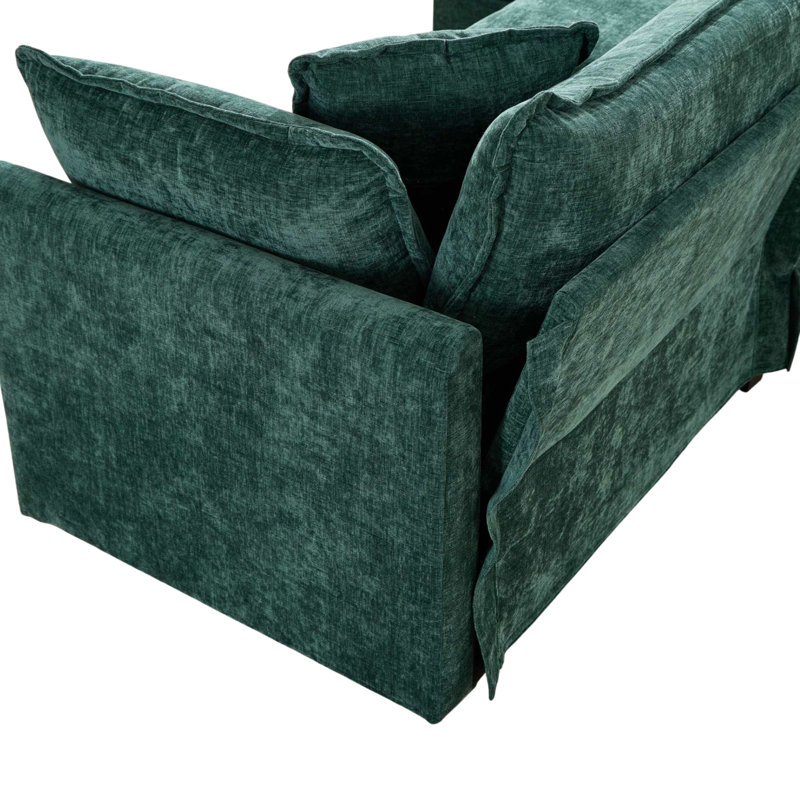 Canapé en chenille l 150 po avec 6 coussins et coussins en mousse Genèveve Genèveve, 4, Vert