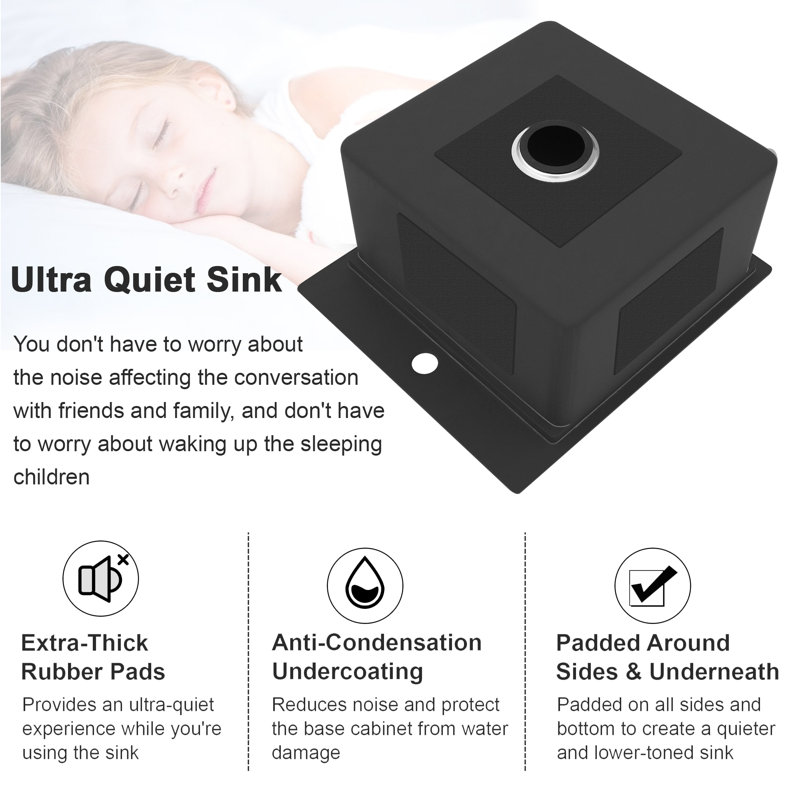 Mini évier de coin encastré encastré en acier inoxydable R10 avec crépine, grille inférieure et planche à découper