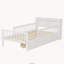 Lit simple avec support de tête de lit, deux tiroirs sous le lit et trois barrières de sécurité, blanc, aucun lit pour enfant requis-1894063750
