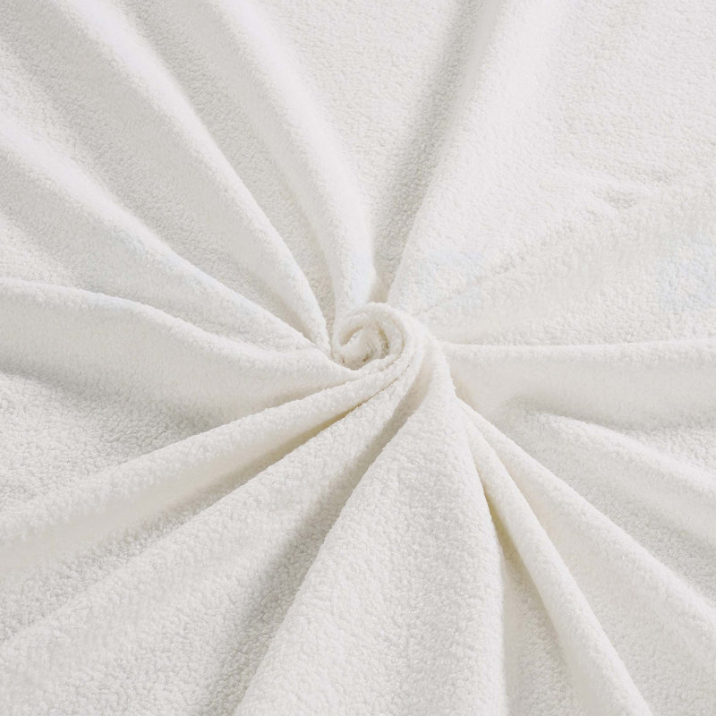 Lambswool Petal Headboard Bed Frame with Soft Cream Style and Built-in Atmosphere Light, Full Size, Full