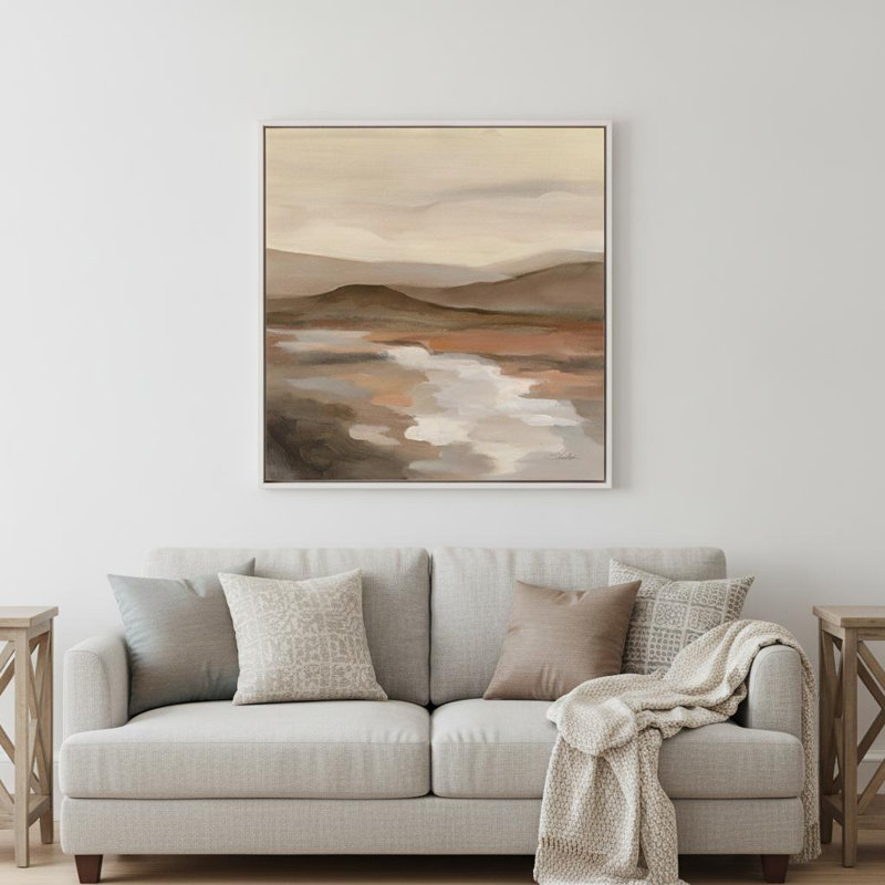 «Cannelle Riverbank II», reproduction d'art sur cadre flottant blanc