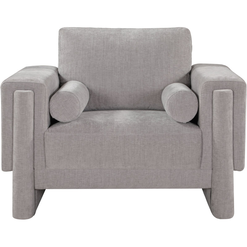Izziah Upholstered Armchair, Grey Chenille Fabric