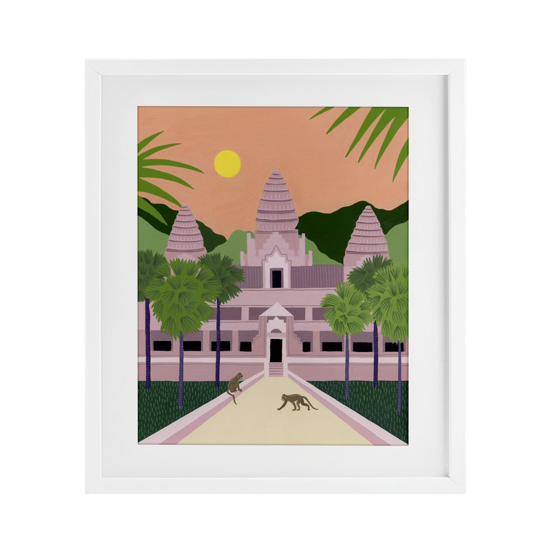 Angkor Wat Architecture, reproduction encadrée sous verre, conception de Courtney Haley, H 21 po x l 17 po