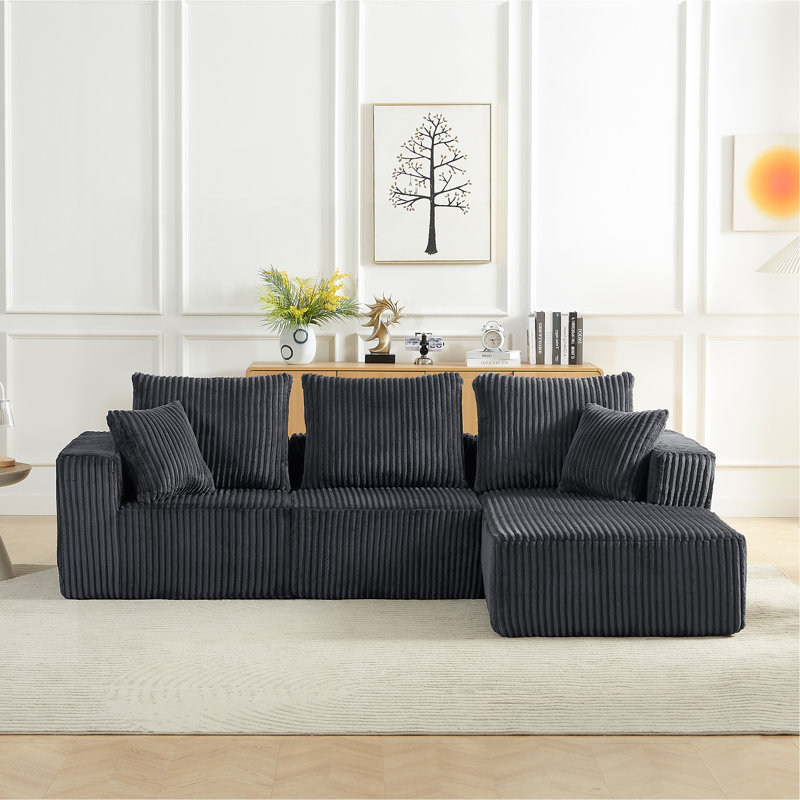 Canapé modulaire modulaire, canapé nuage en velours côtelé moderne avec assise profonde, canapé rembourré 4 places pour le salon, aucun assemblage requis