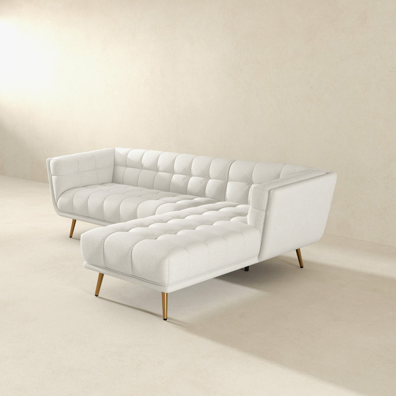 Canapé modulaire Addison, Orienté à droite, Crème Boucle