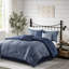 Édredon 7 pièces bleu marine, imprimé texturé, bleu marine-124755046