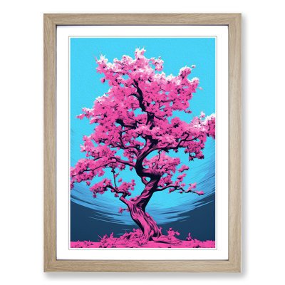 Cherry Blossom Tree Pop No.3 - Single Picture Frame Print on Wood