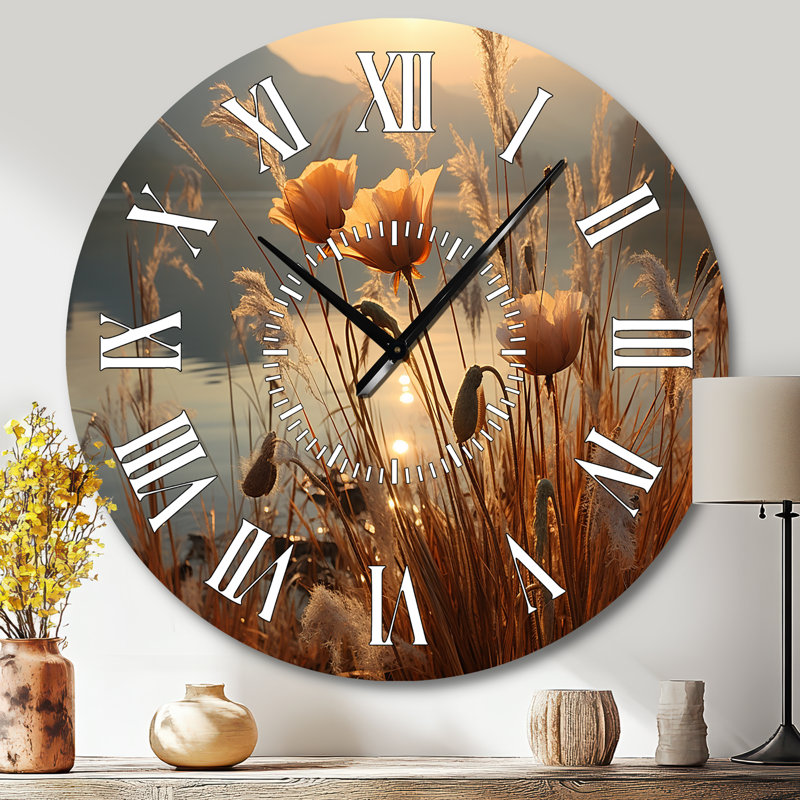 Horloge murale Sunset Wildflower Serenade - Wildflowers, Grand