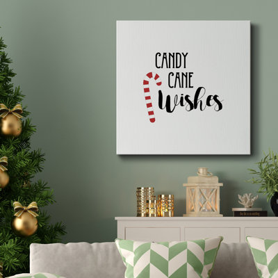 «Candy Cane Wishes» - Toile tendue avec châssis de qualité supérieure - prête à être accrochée