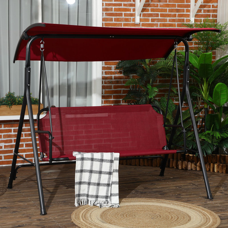 Balancelle à 3 porches avec siège à eau et auvent réglable - Patio rouge confort extérieur