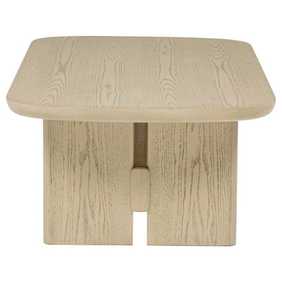 Beige Oak Coastal Rectangular Cocktail Coffee Table