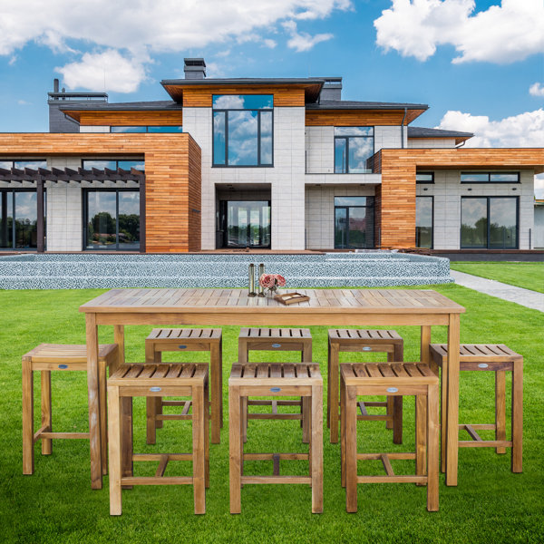 ChicTeak 8 - Person Rectangular Teak Outdoor Dining Set & Reviews ...