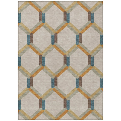 Machine Washable Indoor/Outdoor Chantille ACN2343 Lattice Rug