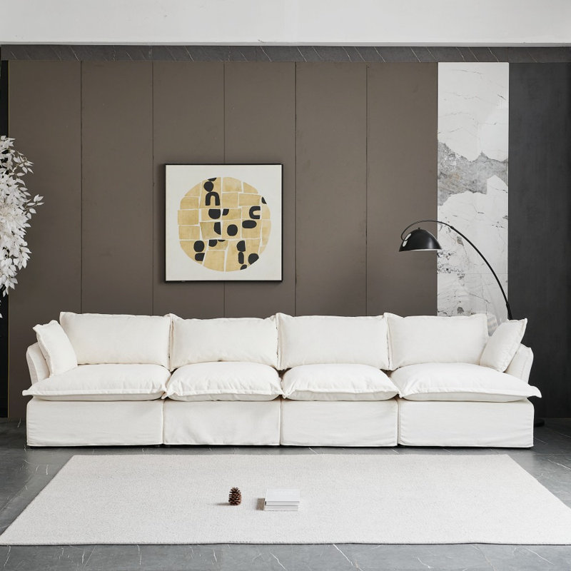Canapé modulaire 148,8 po, Blanc