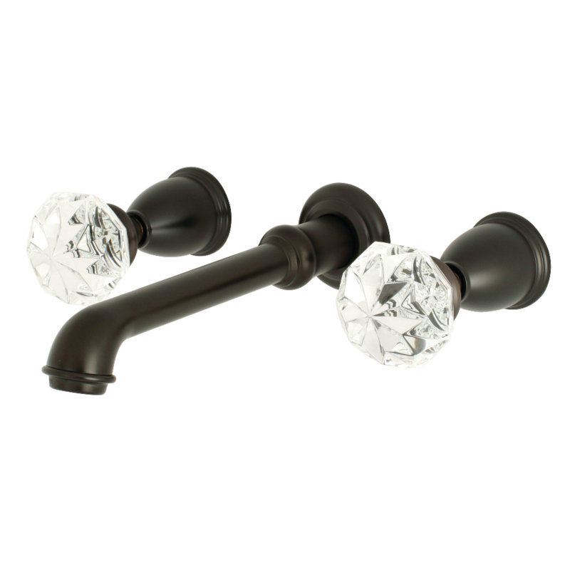 Kingston Brass Krystal Onyx Two-Handle 3-Hole Wall Mount Bathroom Faucet, Oil Rubbed Bronze