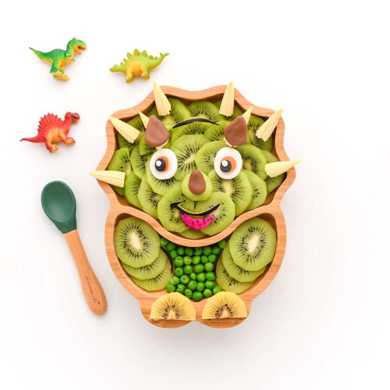 Bamboo Dinosaur Plate, Green