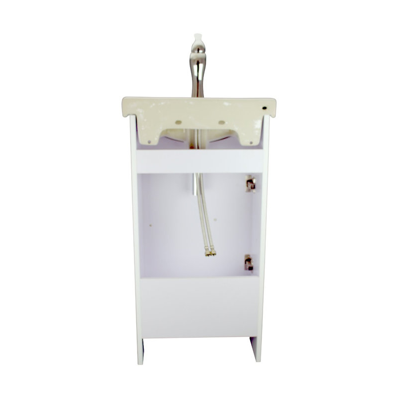 Small Vanity U-Shaped Wall Mount Bathroom Sink with Faucet and Overflow